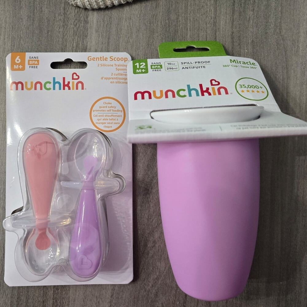 Munchkin Sippy Cup & Spoon Bundle Pink/Purple